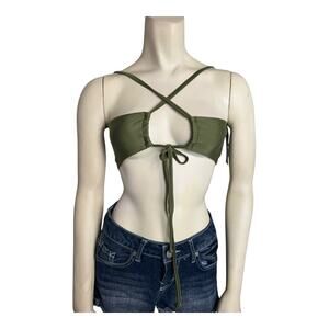 New H&M Green Bikini Top Swim Beach Festival Summer Cruise NWT
